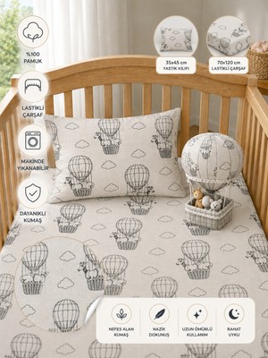 Ozz Baby Anne Yanı ; Park Beşik %100 Pamuk Cotton , Çocuk & Bebek ; Çarşaf (70x120x16cm)1 Adet Fermuarlı Yastık Kılıfı (35x45)