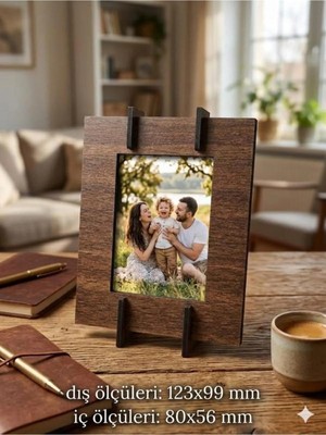 Mu Art Ahşap Ahşap Fotoğraf Çerçevesi Ceviz Rengi Masaüstü Resim Çerçevesi Ayaklı 12 x 10 cm