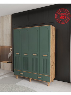 T&B Pera 4 Kapaklı Çekmeceli Gardırop - Tamamı Mdf