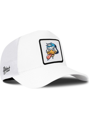 BlackBörk Beyaz Trucker Şapka Ördek Logolu Renkli Pamuk Polyester Malzemeden Üretildi