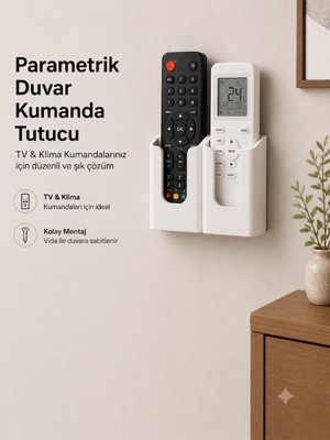 TY Tech Duvara Monte Kumanda Tutacağı Yapışkanlı Veya Vidalı Tv Klima Kumandası Aparatı (5,5x3 cm Iç Ölçü)- 2 Adet