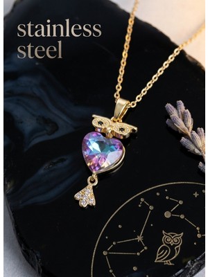 Stainless Steel 316L Çelik Zincir Gold Renk Beykuş Model Çelik Kolye