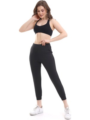 Gugus Kadın Yüksek Bel Geniş Kemer Dalgıç Kumaş Jogger Full Likralı Tayt Eşofman Bilek Üstü