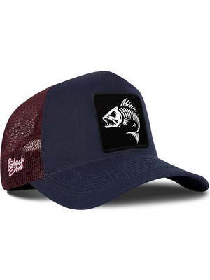 BlackBörk Balık Logolu Lacivert-Bordo Trucker Şapka