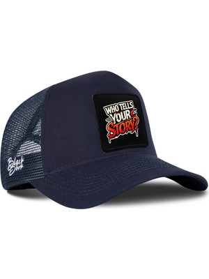 BlackBörk Who Tells Your Story Logolu Lacivert Trucker Şapka