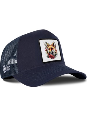 BlackBörk Tilki Logolu Lacivert Trucker Şapka
