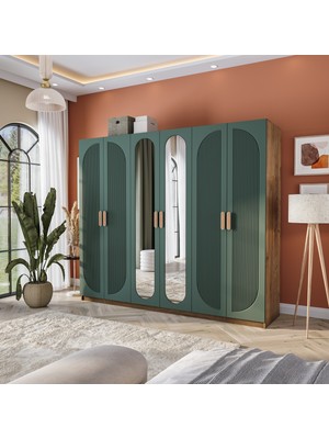 Velmo Barrel 6 Kapaklı Gardırop (Yeşil)