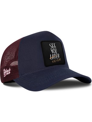 BlackBörk See You Later Never Logolu Lacivert-Bordo Trucker Şapka