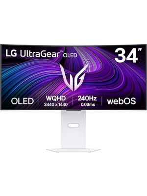 Lg Ultra Gear Oyun Monitörü 34″ Kavisli, Wqhd, OLED Panel, Akıllı, HDR10, 240 Hz, 0,03 Ms (34GX90SA-W)