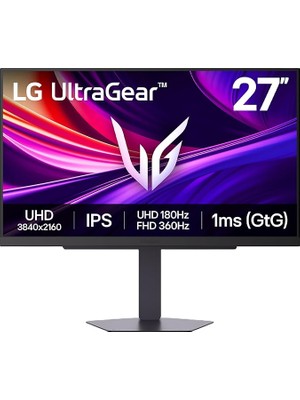 Lg Ultragear Oyun Monitörü 27″ 4K UHD IPS 180Hz/360Hz Çift Mod 1ms G‑sync Freesync Displayhdr 400 HDMI 2.1 27G810A‑B Siyah