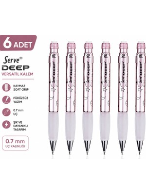 Serve Versatil Kalem Deep 0.7 mm Met Roze Ay-Yıldız 6'lı Paket