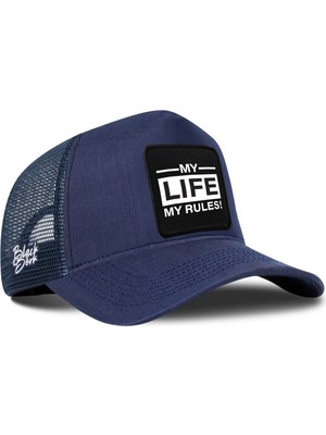 BlackBörk My Life My Rules Logolu Cordura Lacivert Trucker Şapka