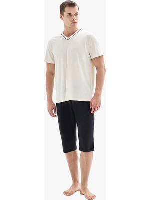 Blackspade Erkek Kısa Kollu Kapri Bej Pijama Takımı C3T7N804