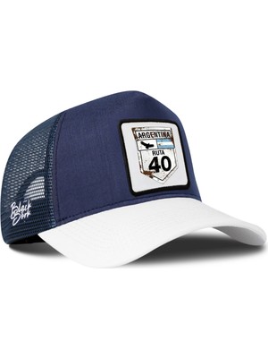 BlackBörk Argentina Logolu Cordura Beyaz-Lacivert Trucker Şapka