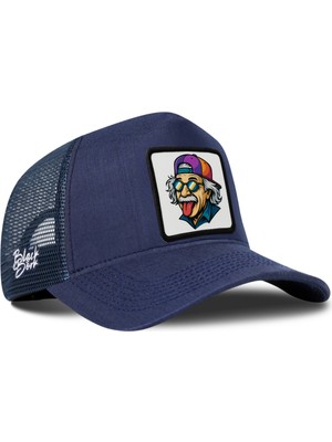 BlackBörk Einstein Logolu Cordura Lacivert Trucker Şapka