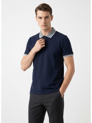 Giyim Dünyası Erkek Polo Yaka Kısa Kol Tshirt Lacivert
