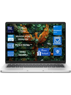 Dell Pro 14 Ultra Core 5 235U 24GB Ddr5 1tb SSD Intel Graphics 14" Fhd+ 300NIT Windows 11 Home Taşınabilir Bilgisayar H11BT0113PC14250EX07