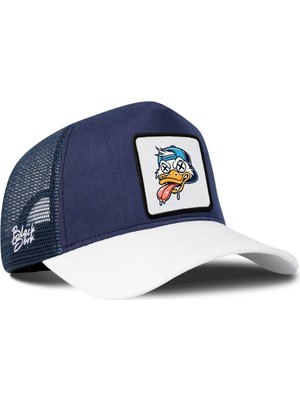 BlackBörk Ördek Logolu Cordura Beyaz-Lacivert Trucker Şapka