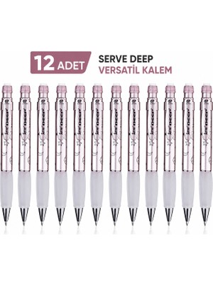 Serve Versatil Kalem Deep 0.7 mm Met Roze Ay-Yıldız 12'li Paket