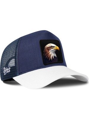 BlackBörk Kartal Logolu Cordura Beyaz-Lacivert Trucker Şapka