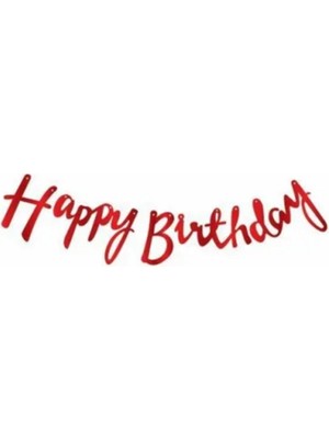 Borapack Happy Birthday Kaligrafi Banner Metalize Kırmızı