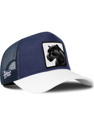 BlackBörk Panter Logolu Cordura Beyaz-Lacivert Trucker Şapka
