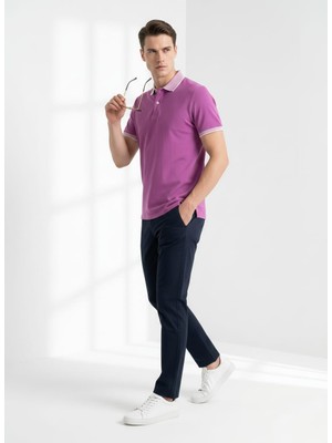 Giyim Dünyası Erkek Polo Yaka Kısa Kol Tshirt Mor