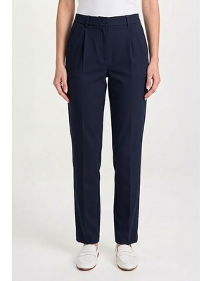 goffra Kadın Flexon Ultra Esnek Relaxed Beli Lastikli Jogger Pantolon Lacivert W702-R0433-05