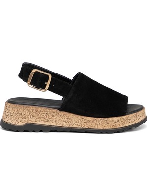 Tergan Siyah Hakiki Süet Deri Kadın Sandalet - K26Y1SN68584-A01