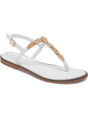 Tergan Beyaz Hakiki Deri Kadın Sandalet - K26Y1SN68430-A26