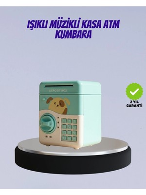 Pileli Store Su Yeşili Işıklı Sesli Elektronik Şifreli Çocuk Kumbarası