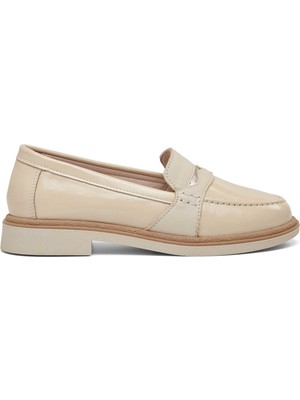 Tergan Bej Hakiki Rugan Deri Kadın Loafer - K26I1AY68415-A54