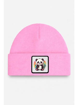BlackBörk Panda Logolu Pembe Çocuk Bere