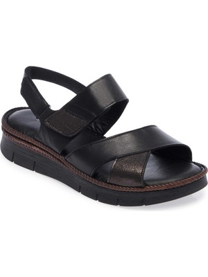 Tergan Siyah Hakiki Deri Kadın Sandalet - K26Y1SN68543-A23