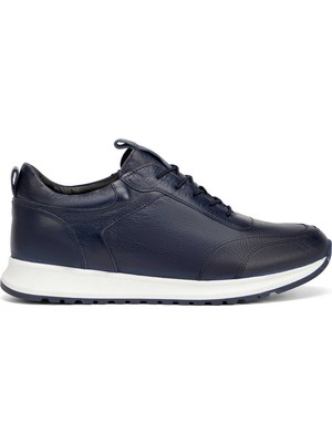 Tergan Lacivert Hakiki Deri Erkek Sneaker - E4MEAY057787-A31