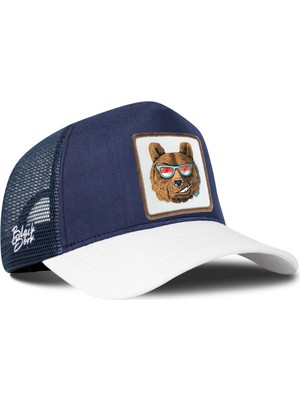 BlackBörk Ayı Logolu Cordura Beyaz-Lacivert Trucker Şapka