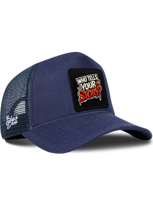 BlackBörk Who Tells Your Story Logolu Cordura Lacivert Trucker Şapka