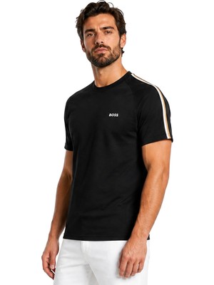 Boss Erkek Pamuklu Bisiklet Yaka Kısa Kollu Siyah T-Shirt 50566985-001