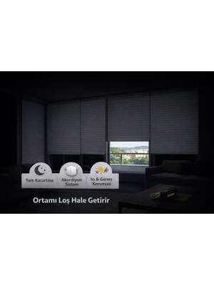Yazar Home Blackout Katlanabilir Cam Balkon Plise Perdesi – Antrasit (Vidalı Veya Kancalı Montaj)
