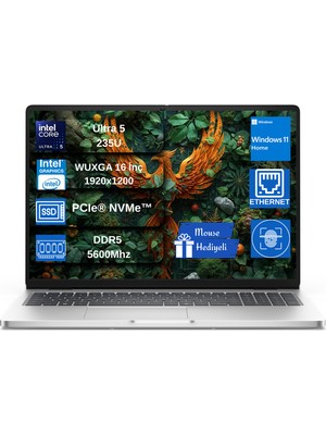 Dell Pro 16  Ultra Core 5 235U 64GB Ddr5 512GB SSD Intel Graphics 16" Fhd+ 300NIT Windows 11 Home Taşınabilir Bilgisayar H11BT0105PC16250EX05