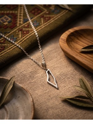 Zaytoon Filistin Haritası Içinde Boş Gümüş 925 Ayar Charm A300100