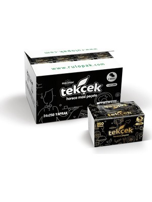 Rulopak Tekçek Horeca Peçete 2 Katlı 10,7X19 Cm. 250 Yaprak*24 Paket (Koli)