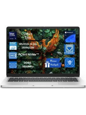 Dell Pro 14   Core 5 235U 48GB Ddr5 2tb SSD Intel Graphics 14" Fhd+ 300NIT Windows 11 Pro Taşınabilir Bilgisayar W11BT0113PC14250EX14