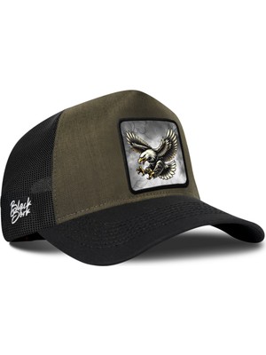 BlackBörk Kartal Logolu Cordura Siyah-Haki Trucker Şapka