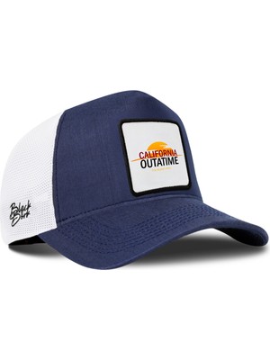 BlackBörk California Outatime Logolu Cordura Lacivert-Beyaz Trucker Şapka