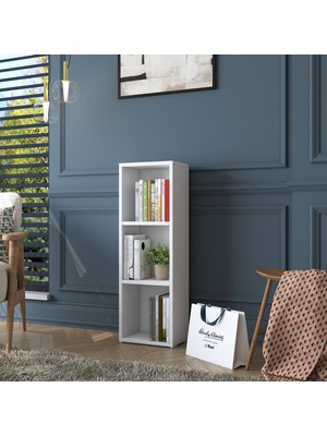 Rani HC119 Kitaplık 2 Raflı Çalışma Odası Kütüphane Modern Duvar Rafı Beyaz