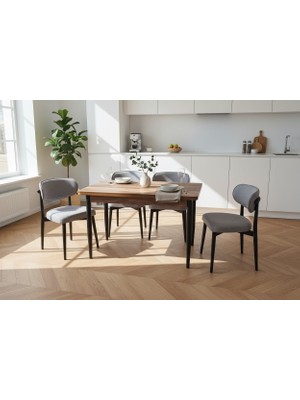 Efe Mobilya T-6003 Kemençe Mdf 70X120 Polo Sandalye Açık Gri 4 Kişilk Mutfak Masası  Takımı