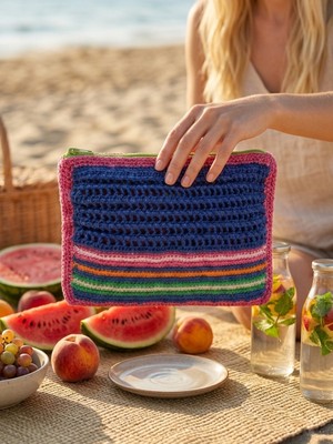 Enie Kadın Pembe Clutch El Yapımı Fermuarlı Çanta