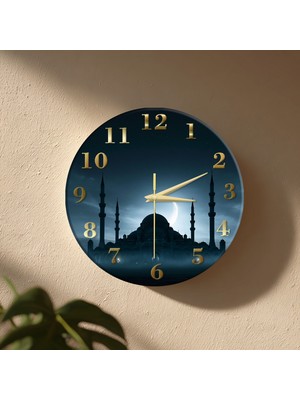 No 26 Dekor Cami Temalı Dekoratif Duvar Saati – 33 cm Uv Baskılı Mdf Duvar Saati