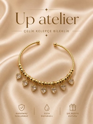 Up Atelier Zirkon Taşlı Çelik Kelepçe